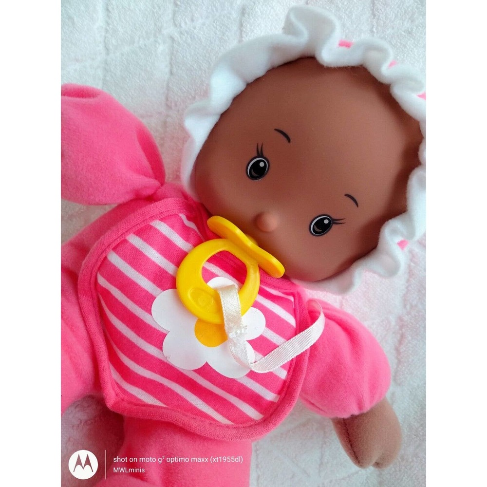 Pink baby doll my sweet love 10 inch daisy bib pacifier vinyl face EUC plush